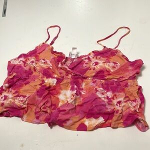 Abound Large Multicolor Pink Orange Cropped V Neck Tank Top
